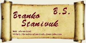 Branko Stanivuk vizit kartica